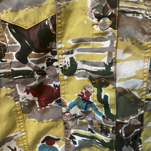 Desert Diva Western Rodeo Cowboy Print Jacket Sz XL greenish yellow - Picture 7 of 9